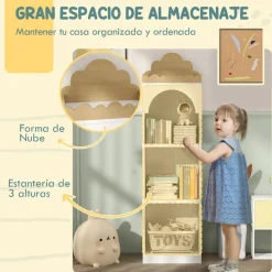 Online Homcom - Estantería infantil 3 niveles Blanco y Natural Estilo De Vida