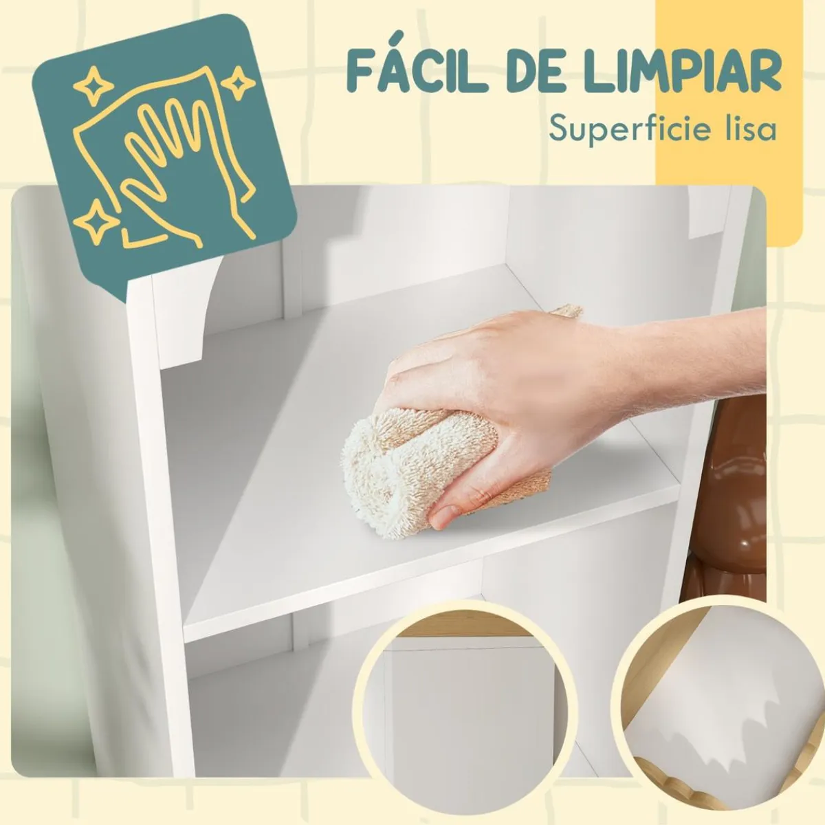 Online Homcom - Estantería infantil 3 niveles Blanco y Natural Estilo De Vida