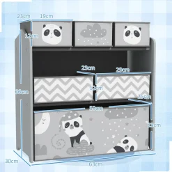 Outlet Homcom - Estantería para juguetes 6 cajas tela Gris Estilo De Vida