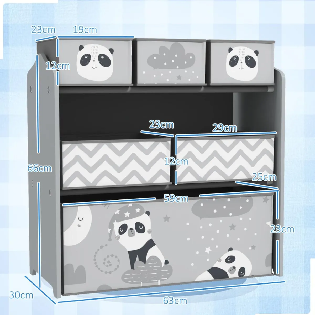 Outlet Homcom - Estantería para juguetes 6 cajas tela Gris Estilo De Vida