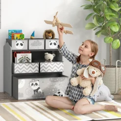 Outlet Homcom - Estantería para juguetes 6 cajas tela Gris Estilo De Vida