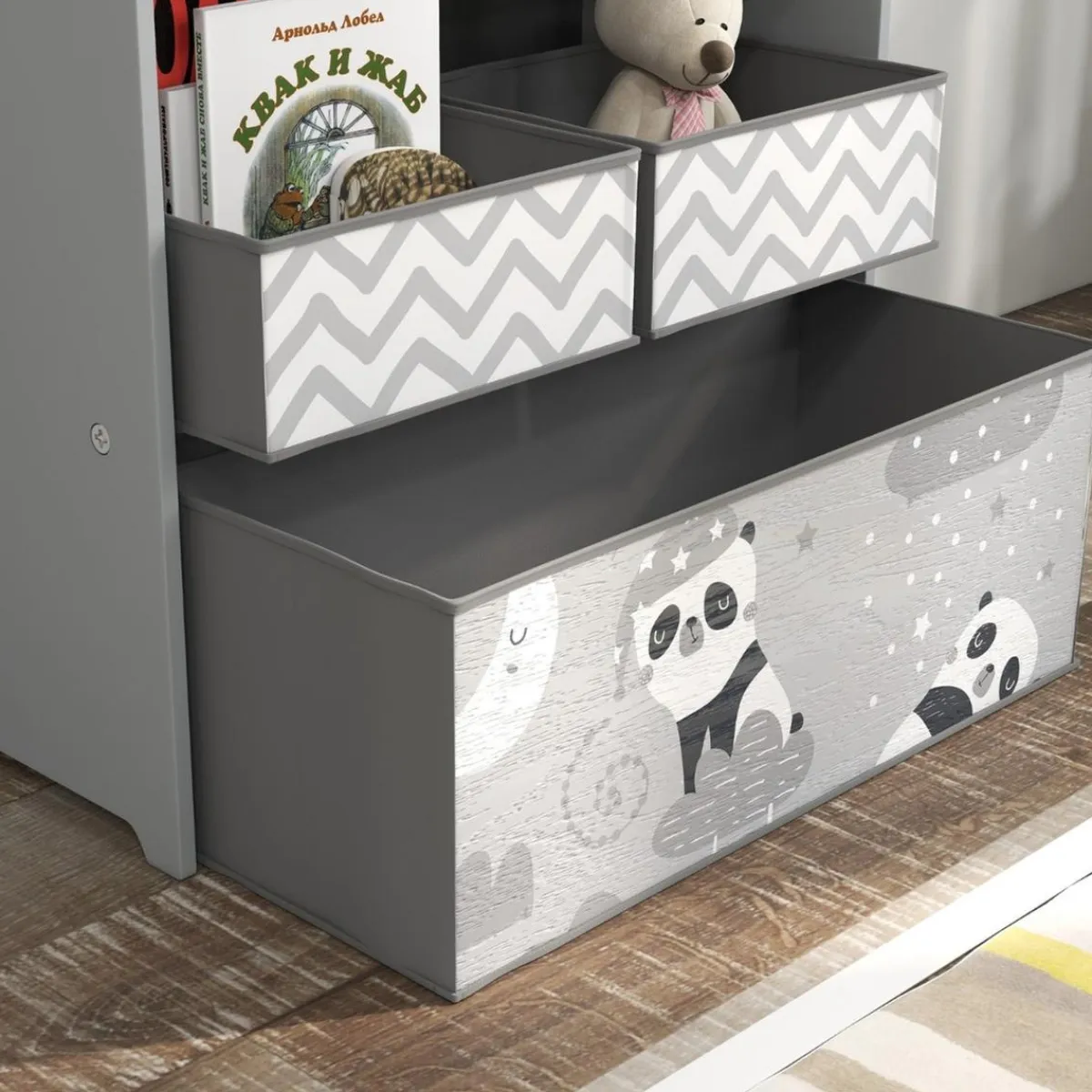 Outlet Homcom - Estantería para juguetes 6 cajas tela Gris Estilo De Vida