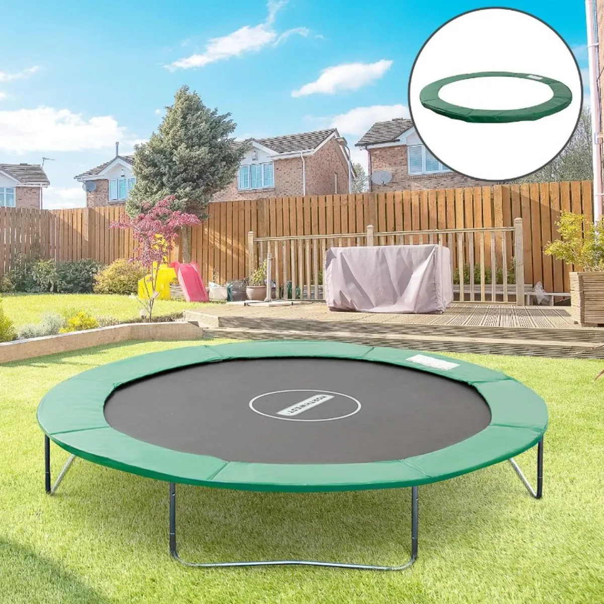 Sale - Funda acolchada de protección borde camas elásticas 244 cm Verde Camas Elásticas