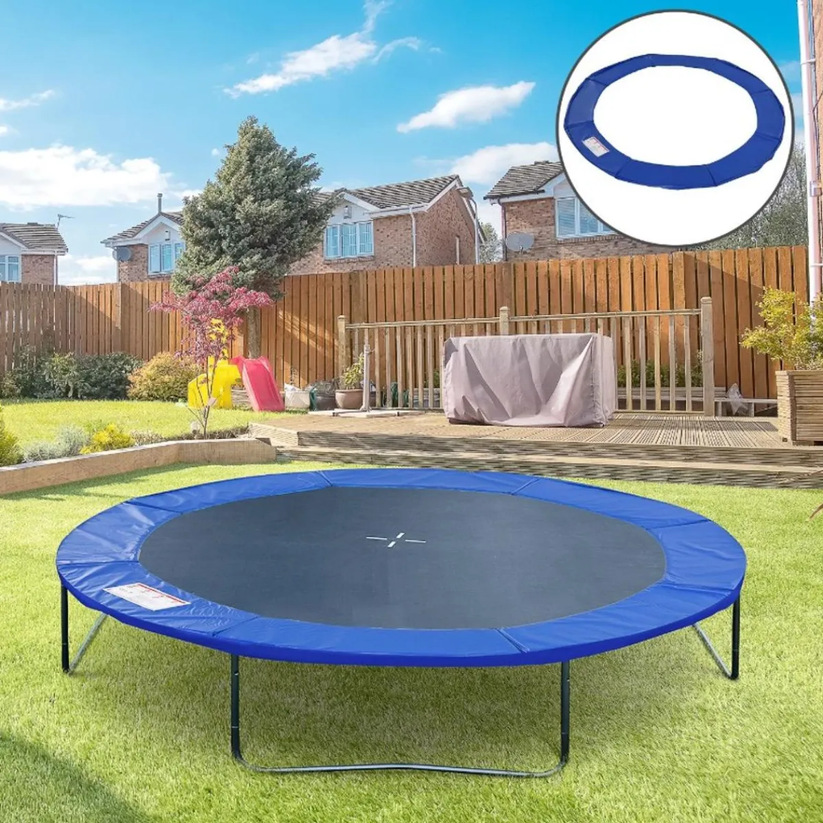 Outlet - Funda acolchada de protección borde camas elásticas 244 cm Azul Camas Elásticas