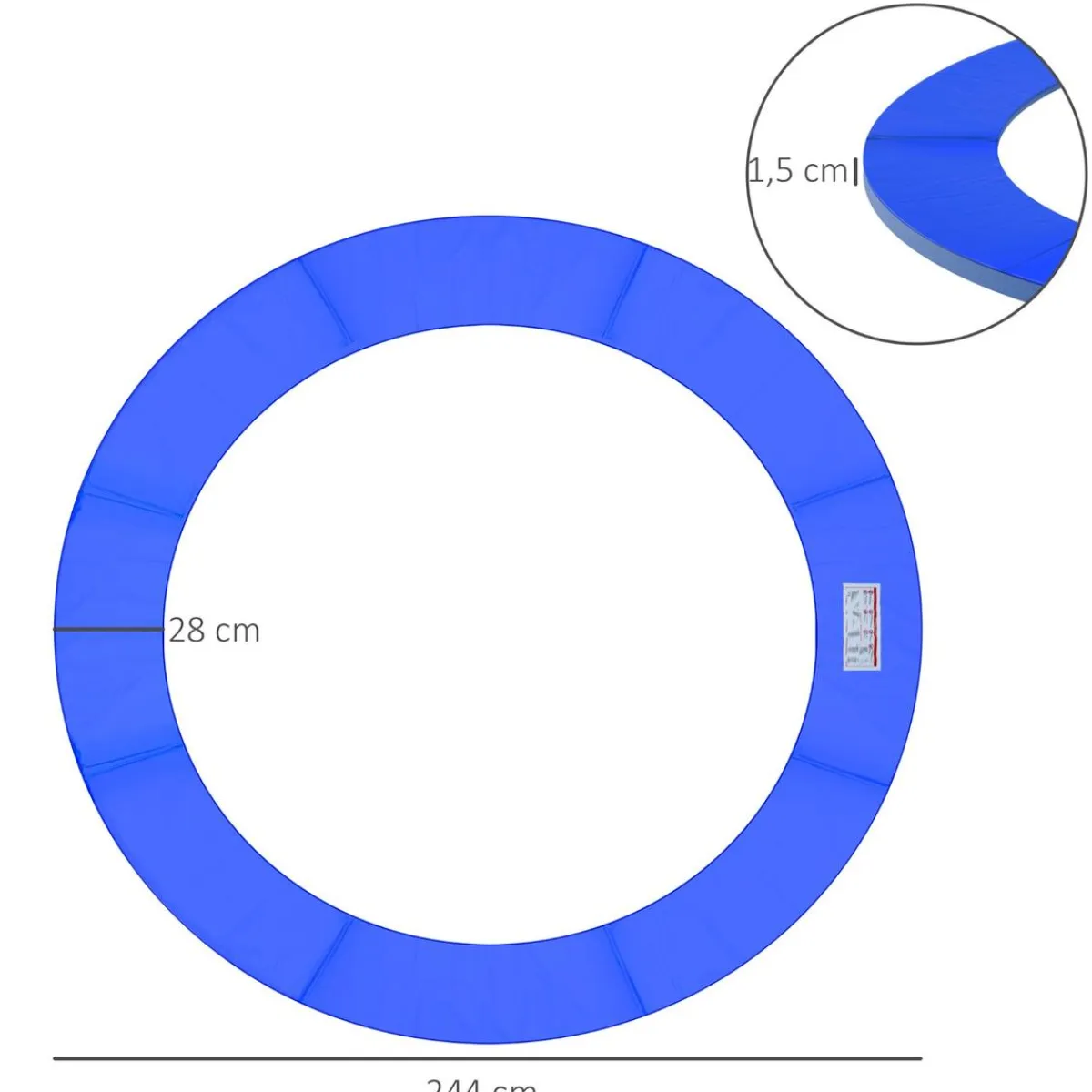 Outlet - Funda acolchada de protección borde camas elásticas 244 cm Azul Camas Elásticas