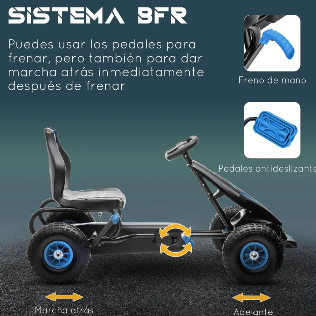 - Go Kart con pedales azul-negro*Homcom Discount