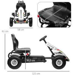 Online - Go Kart con pedales blanco-negro Vehículos De Batería O A Pedales