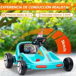 Sale Homcom - Kart eléctrico Azul con luz y música Vehículos De Batería O A Pedales