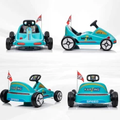 Sale Homcom - Kart eléctrico Azul con luz y música Vehículos De Batería O A Pedales