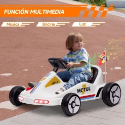 Homcom - Kart eléctrico Blanco con luz y música*AIYAPLAY Clearance