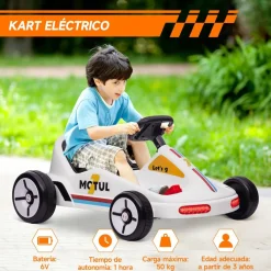 Homcom - Kart eléctrico Blanco con luz y música*AIYAPLAY Clearance