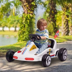 Homcom - Kart eléctrico Blanco con luz y música*AIYAPLAY Clearance