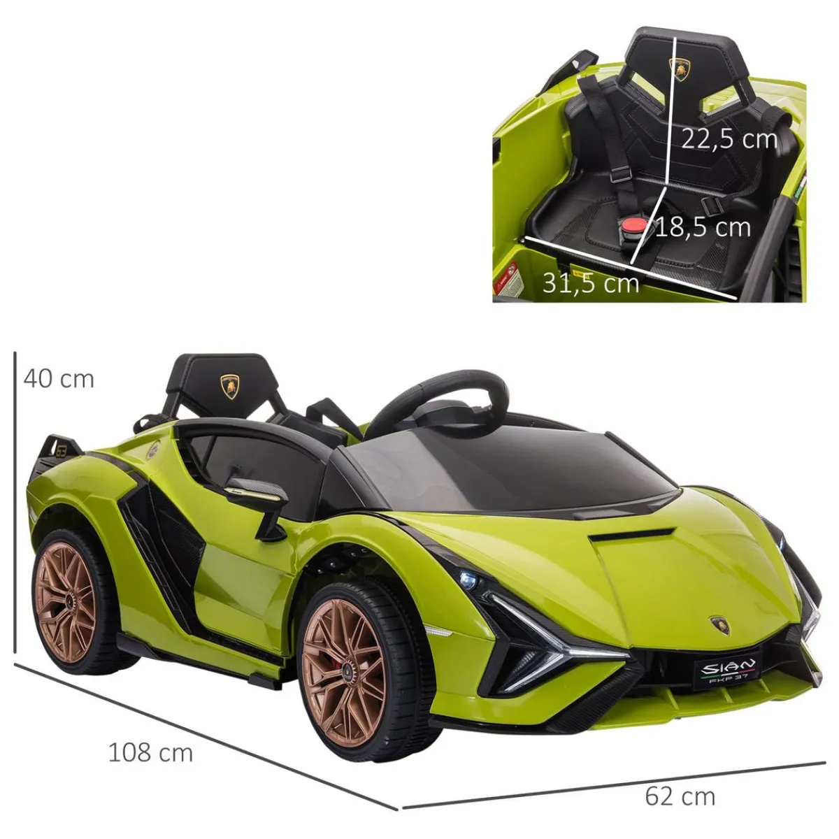 Clearance - Lamborghini SIAN eléctrico verde Vehículos De Batería O A Pedales