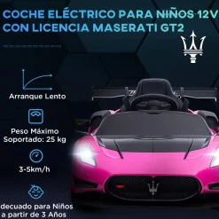 Homcom - Maserati GT2 eléctrico Rosa con mando*AIYAPLAY Outlet