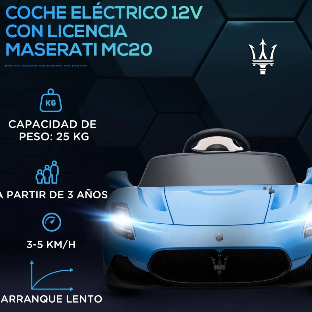 Best Homcom - Maserati MC20 eléctrico Azul con mando Vehículos De Batería O A Pedales