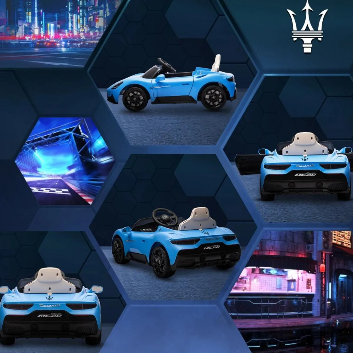 Best Homcom - Maserati MC20 eléctrico Azul con mando Vehículos De Batería O A Pedales