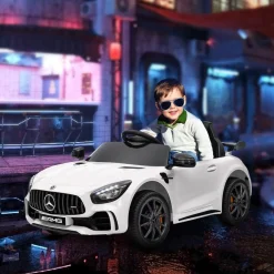 Homcom - Mercedes AMG GTR Batería con mando a distancia Blanco*AIYAPLAY Clearance