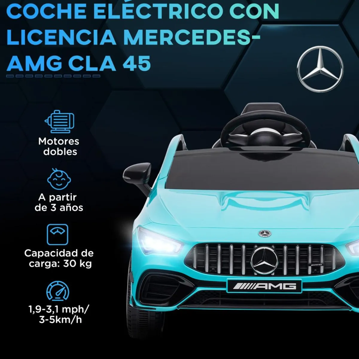 Homcom - Mercedes Benz AMG CLA 45 eléctrico Azul con mando*AIYAPLAY Outlet