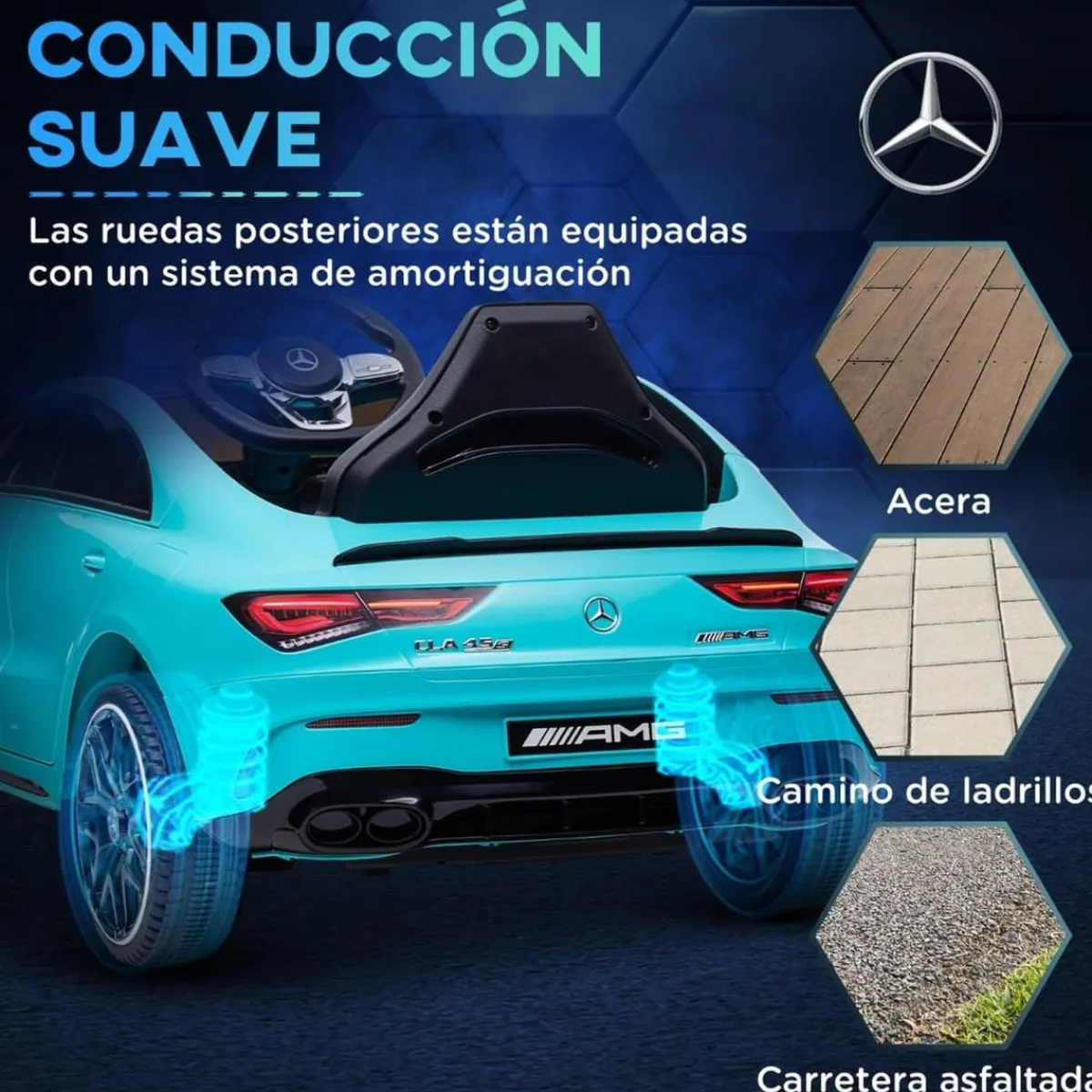 Homcom - Mercedes Benz AMG CLA 45 eléctrico Azul con mando*AIYAPLAY Outlet