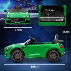 New Homcom - Mercedes Benz AMG GTR eléctrico Verde con mando Vehículos De Batería O A Pedales