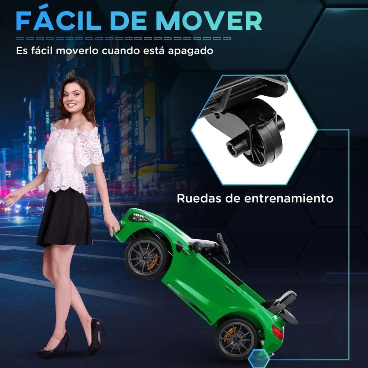 New Homcom - Mercedes Benz AMG GTR eléctrico Verde con mando Vehículos De Batería O A Pedales