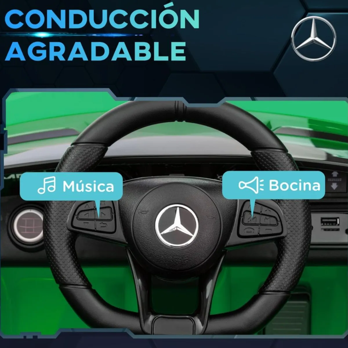 New Homcom - Mercedes Benz AMG GTR eléctrico Verde con mando Vehículos De Batería O A Pedales
