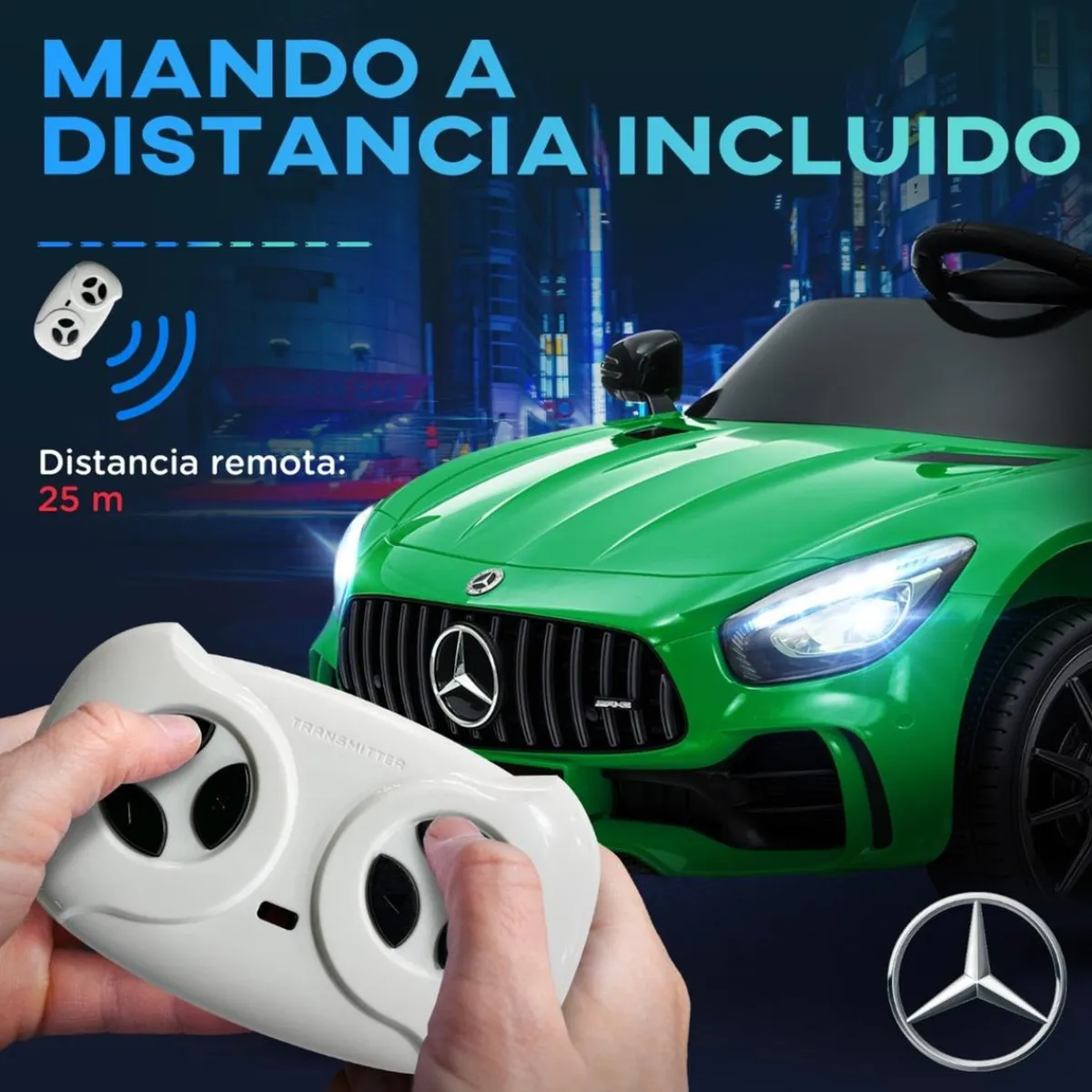 New Homcom - Mercedes Benz AMG GTR eléctrico Verde con mando Vehículos De Batería O A Pedales