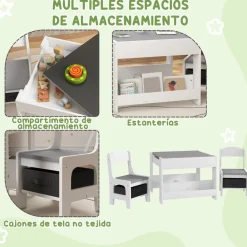 - Mesa + 2 sillas infantiles Blanco*Homcom Clearance