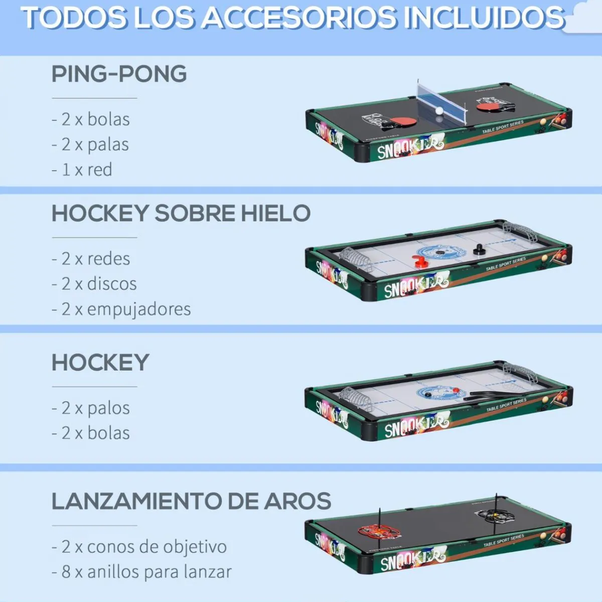 Outlet - Mesa multijuegos 6 en 1 plegable Deportes|Futbolines