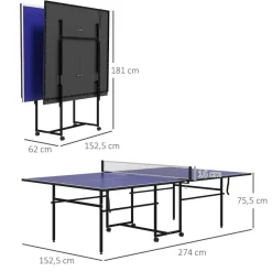 Discount Homcom - Mesa Ping Pong plegable con 4 ruedas Deportes