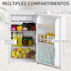 - Mini Nevera Blanca con Congelador 91L*Homcom