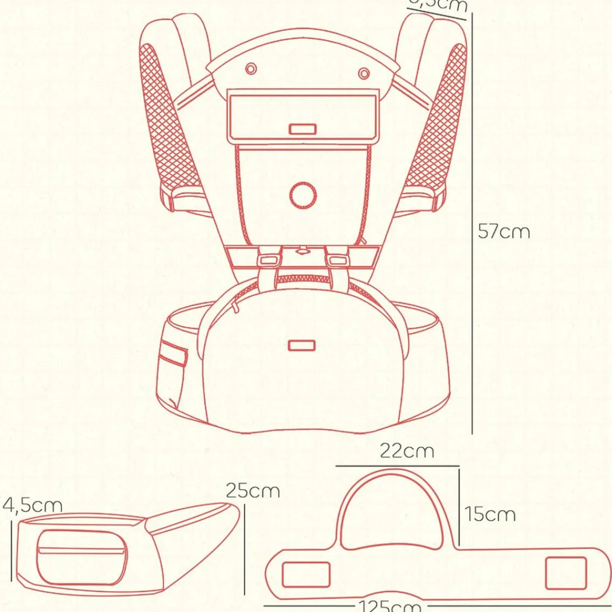 Online Homcom - Mochila portabebés ajustable Portabebés Y Bici·Portabebés Y Mochilas