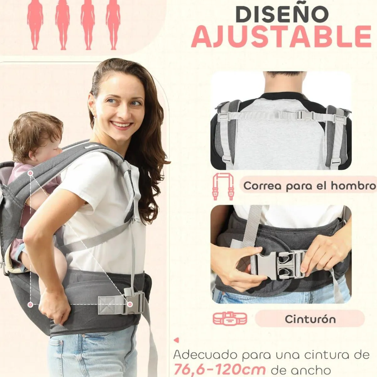 Online Homcom - Mochila portabebés ajustable Portabebés Y Bici·Portabebés Y Mochilas