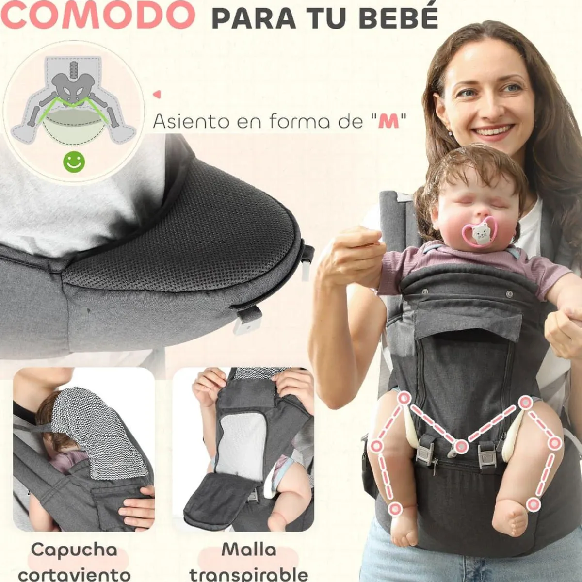 Online Homcom - Mochila portabebés ajustable Portabebés Y Bici·Portabebés Y Mochilas