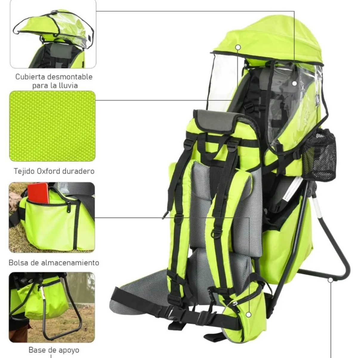 - Mochila porta-bebés verde 85 cm*Homcom Best
