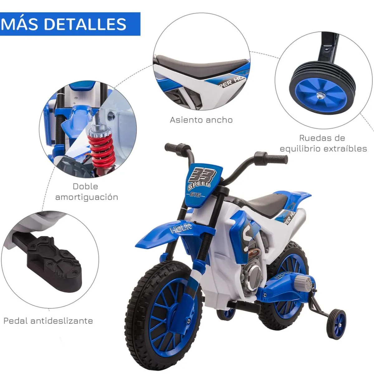 Hot - Moto eléctrica azul-blanco Vehículos De Batería O A Pedales