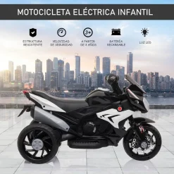 - Moto eléctrica batería 3 ruedas Trimoto Negro y Blanco*Homcom Sale