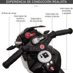 - Moto eléctrica batería 3 ruedas Trimoto Negro y Blanco*Homcom Sale