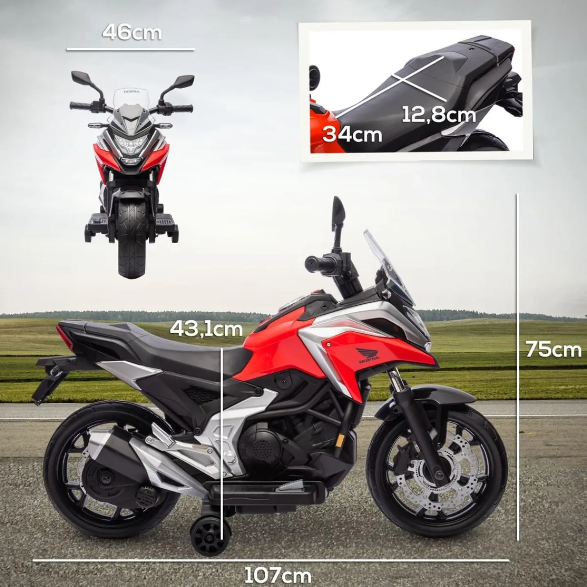 Best Homcom - Moto eléctrica infantil Honda Rojo/Negro Vehículos De Batería O A Pedales