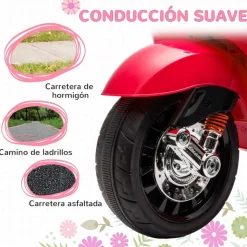 Homcom - Moto eléctrica infantil Vespa Rojo*AIYAPLAY New
