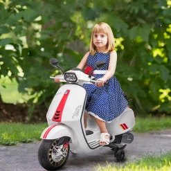 Outlet Homcom - Moto eléctrica infantil Vespa Blanco Vehículos De Batería O A Pedales