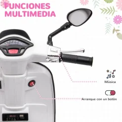 Outlet Homcom - Moto eléctrica infantil Vespa Blanco Vehículos De Batería O A Pedales