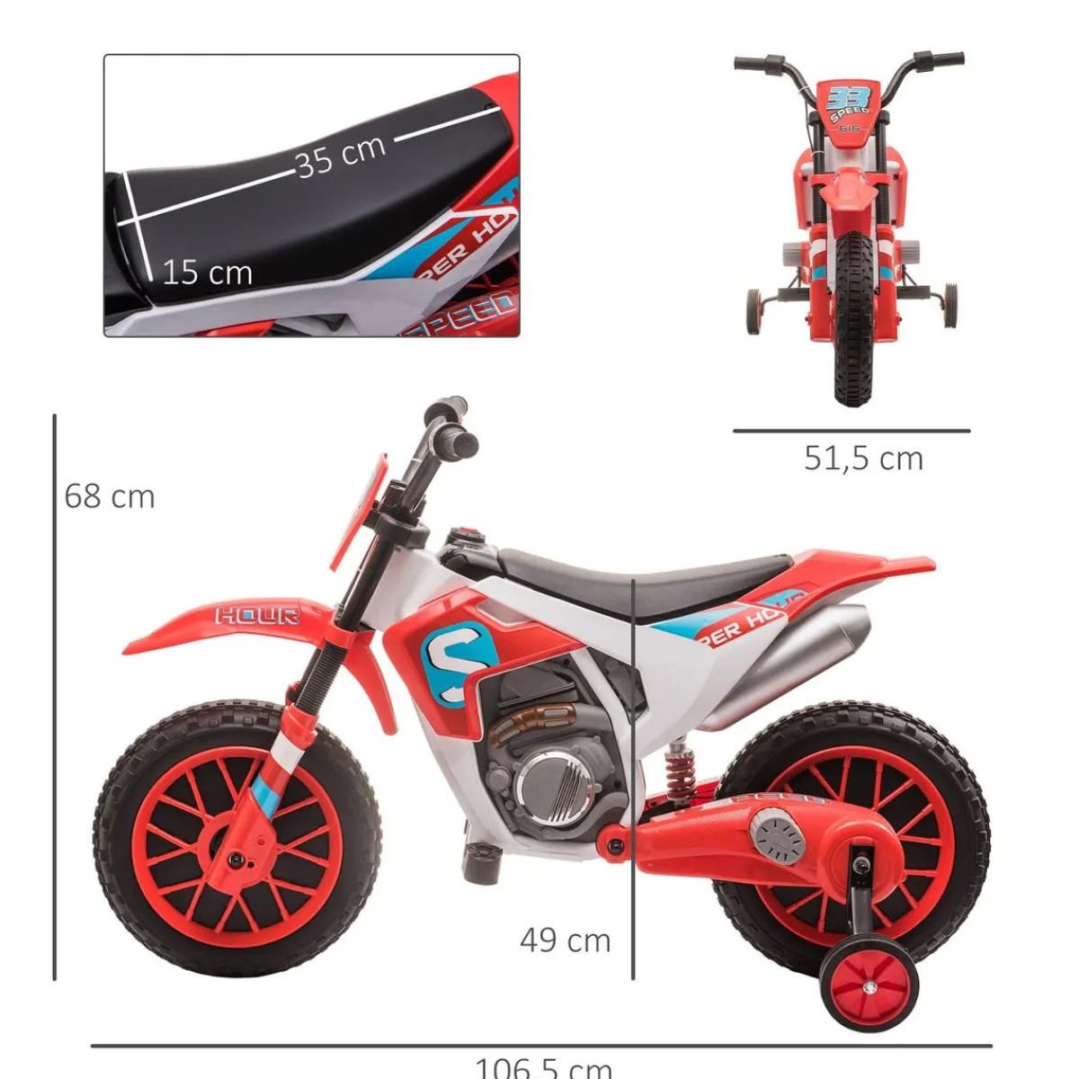 - Moto eléctrica rojo-blanco*Homcom Discount