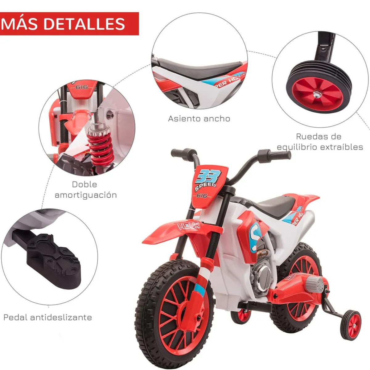 - Moto eléctrica rojo-blanco*Homcom Discount