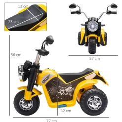 Online - Moto eléctriva 6V 3 ruedas amarillo Vehículos De Batería O A Pedales