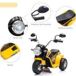Online - Moto eléctriva 6V 3 ruedas amarillo Vehículos De Batería O A Pedales