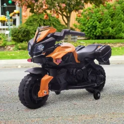 Best - Moto infantil eléctrica negra y naranja Vehículos De Batería O A Pedales