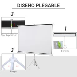 - Pantalla de proyección 100'' con soporte Blanco*Homcom Clearance