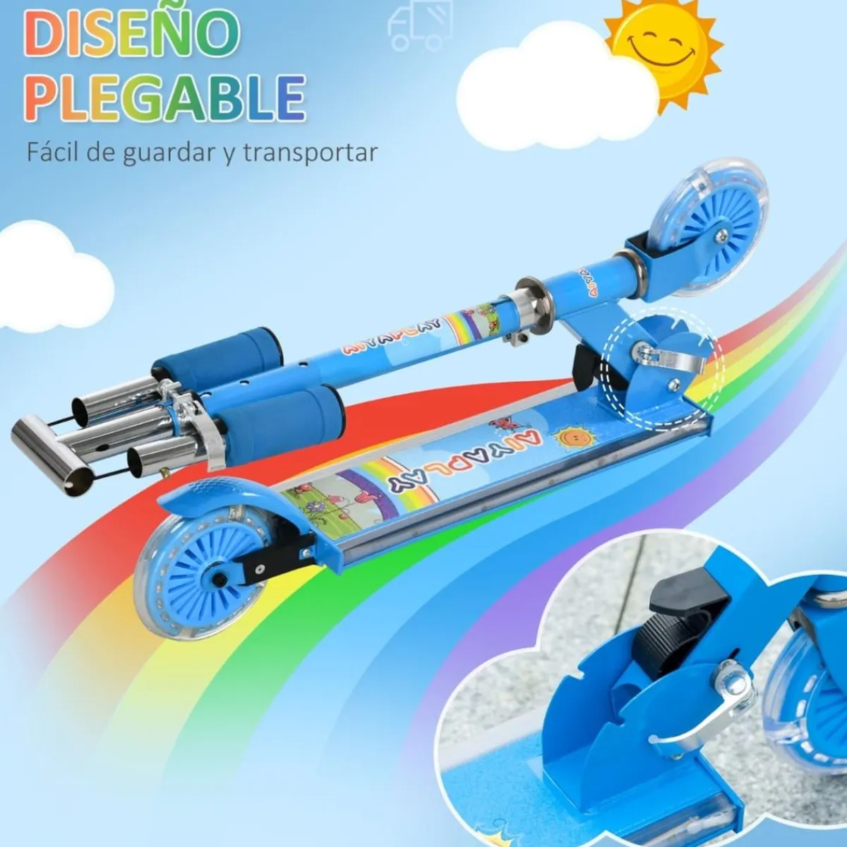 - Patinete azul con luces y música*Homcom Sale