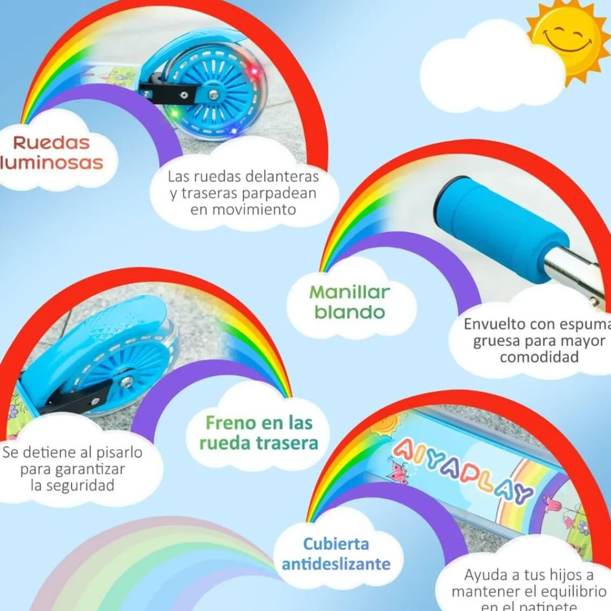 - Patinete azul con luces y música*Homcom Sale